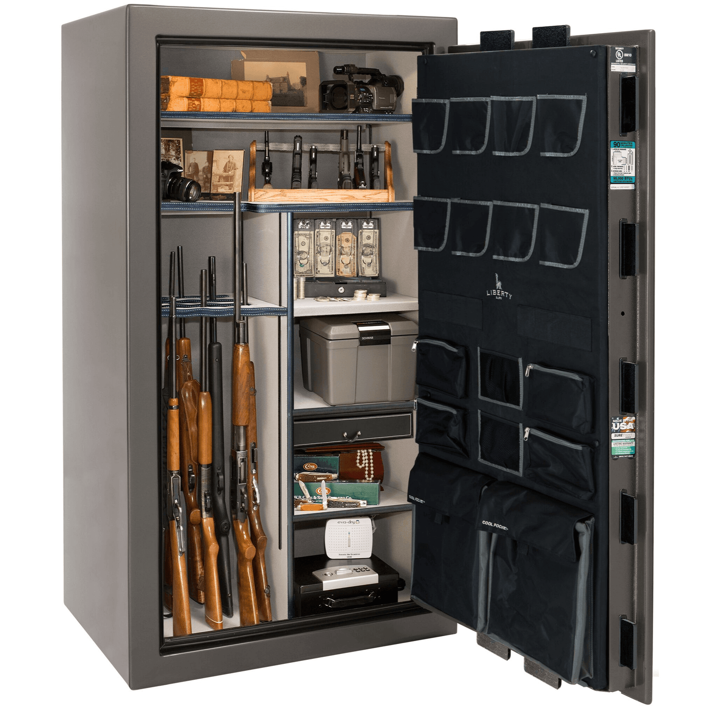 Liberty Lincoln 40 Safe in Gray Gloss, open.