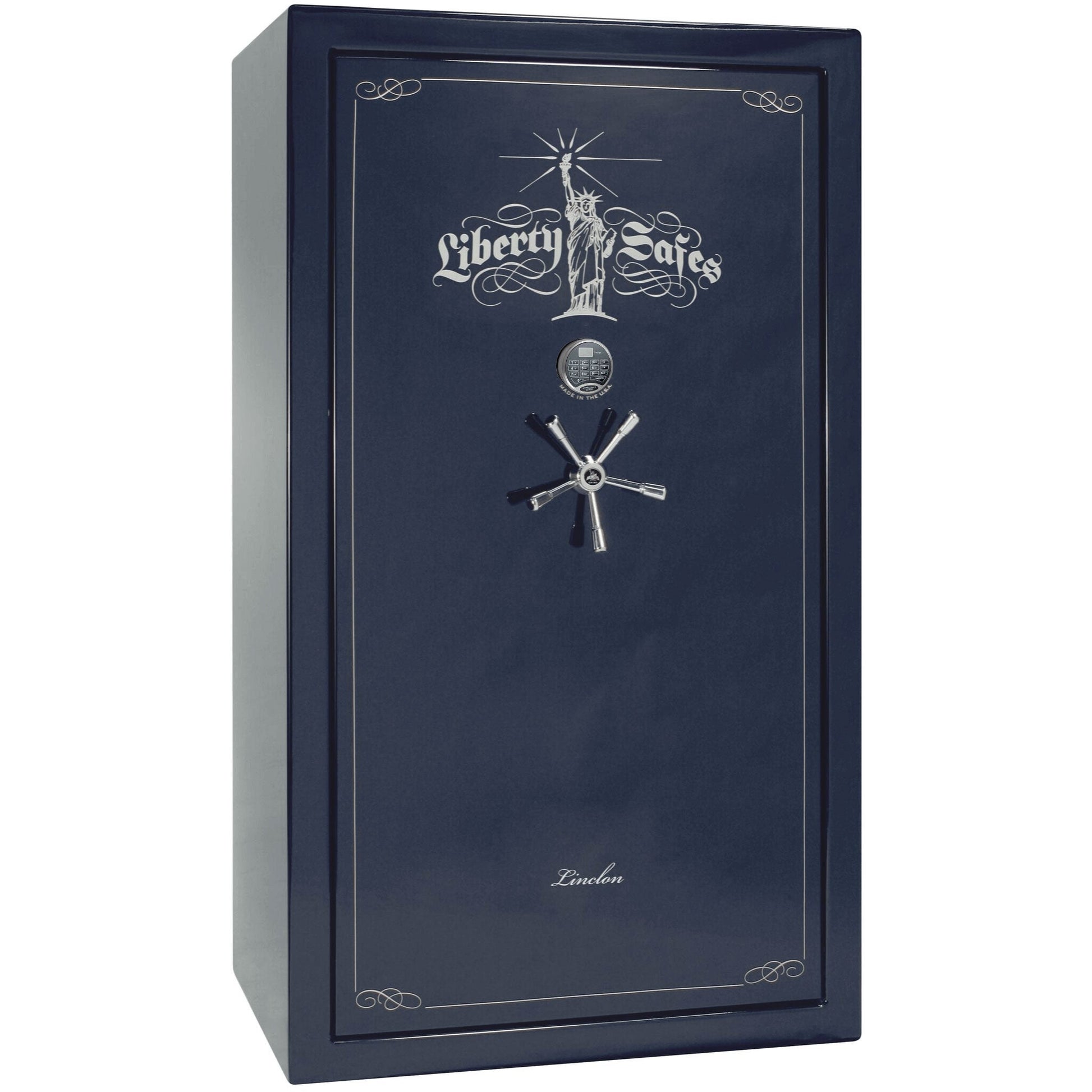 Liberty Lincoln 50 Safe in Blue Gloss with Chrome Electronic Lock.