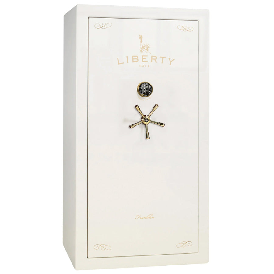 Liberty Safe Franklin 40 in White Gloss with Brass, Exterior.