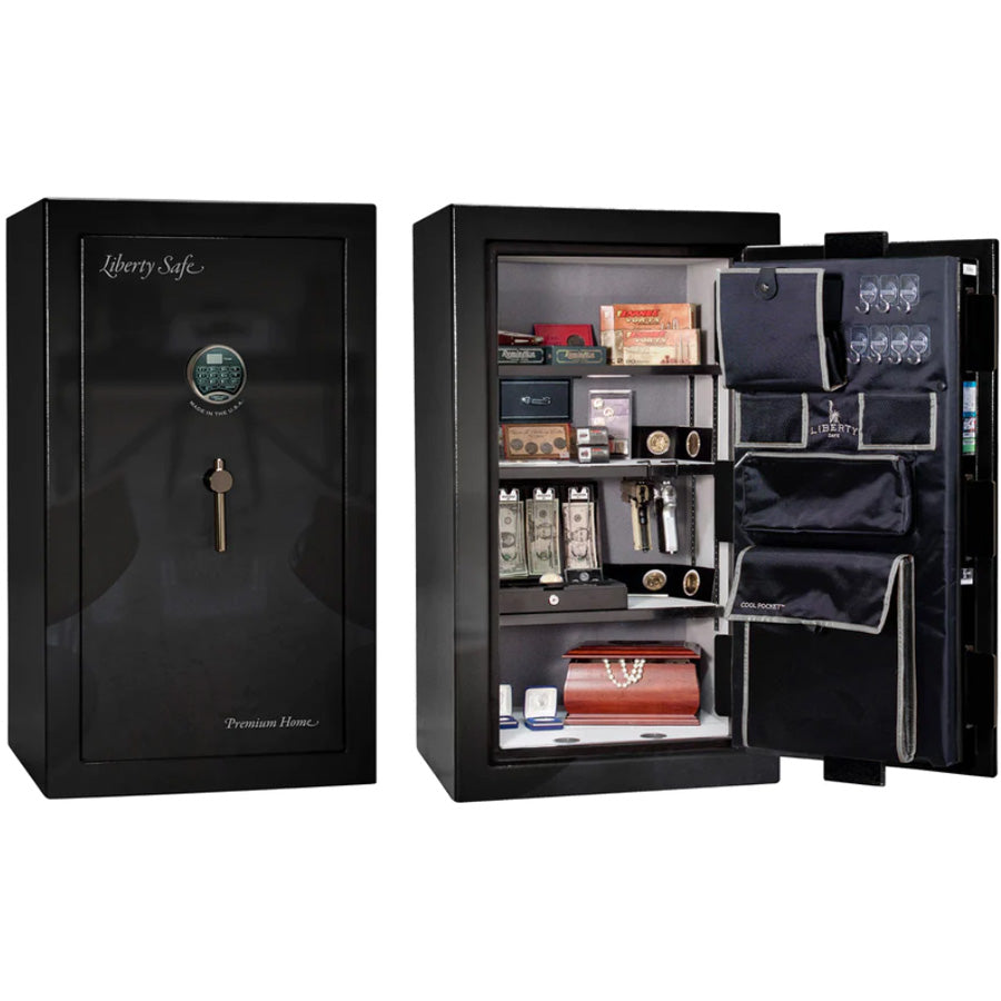 Liberty Premium Home 12 Safe in Black Gloss with Black Chrome Electronic Lock.