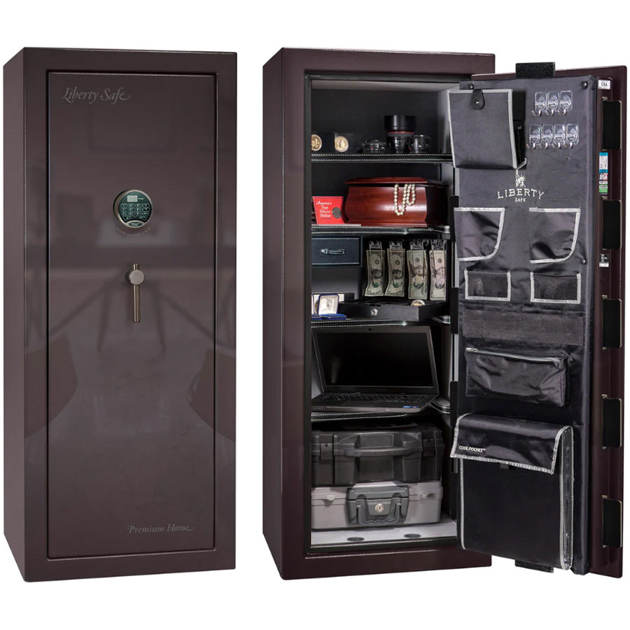 Liberty Premium Home 17 Safe in Black Cherry Gloss with Black Chrome Electronic Lock.