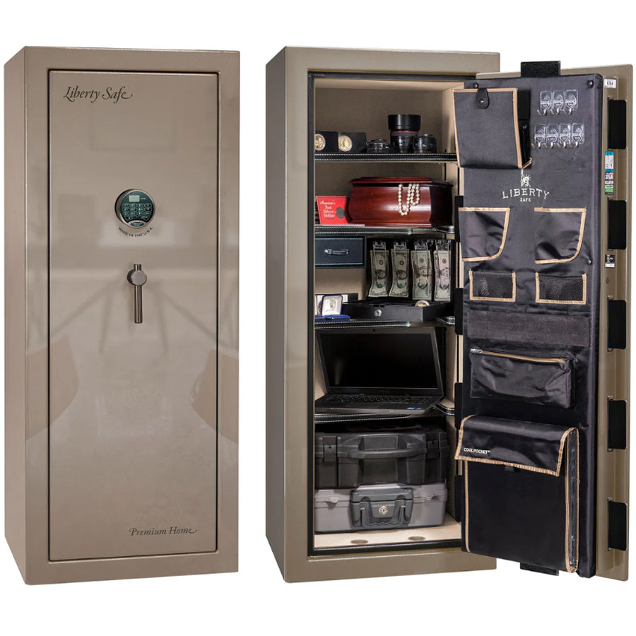 Liberty Premium Home 17 Safe in Champagne Gloss with Black Chrome Electronic Lock.