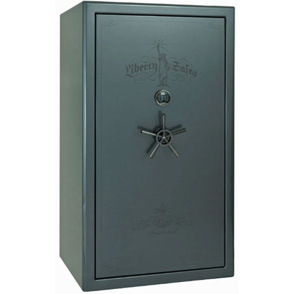 Liberty Safe Presidential 50 in Forest Mist Gloss with Black Chrome Electronic Lock, closed door.