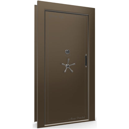 The Beast Vault Door in Bronze Gloss with Black Chrome Electronic Lock, Left Inswing, door closed.