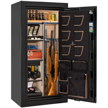 Liberty Classic Plus 25 safe interior with 4-in-1 Flex™ adjustable shelving, long gun storage, and deluxe door organizer.
