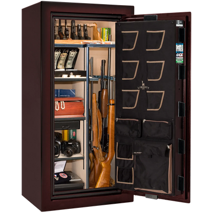 Liberty Classic Plus 25 safe interior with 4-in-1 Flex™ adjustable shelving, long gun storage, and deluxe door organizer.