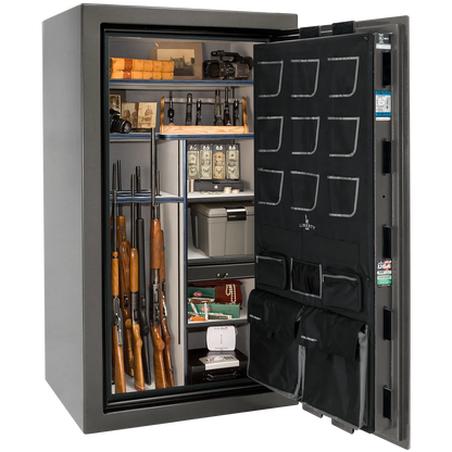 Liberty Classic Plus 40 safe interior with 4-in-1 Flex™ adjustable shelving, long gun storage, and deluxe door organizer.