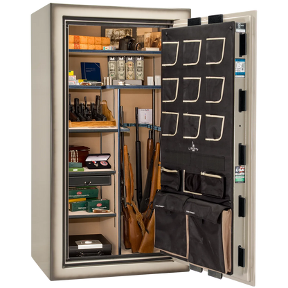 Liberty Classic Plus 40 safe interior with 4-in-1 Flex™ adjustable shelving, long gun storage, and deluxe door organizer.