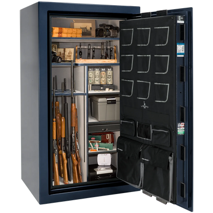 Liberty Classic Plus 40 safe interior with 4-in-1 Flex™ adjustable shelving, long gun storage, and deluxe door organizer.