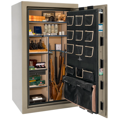 Liberty Classic Plus 40 safe interior with 4-in-1 Flex™ adjustable shelving, long gun storage, and deluxe door organizer.