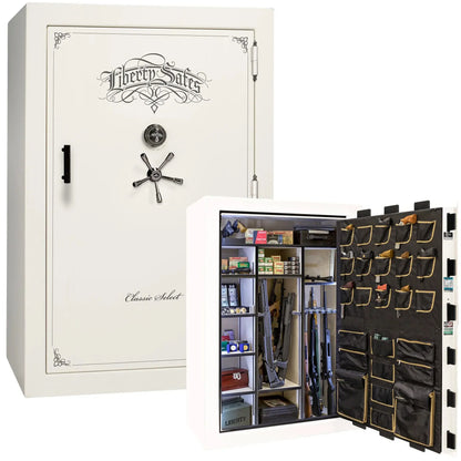 Liberty Classic Select Safe in White Gloss with Black Chrome hardware and mechanical dial lock