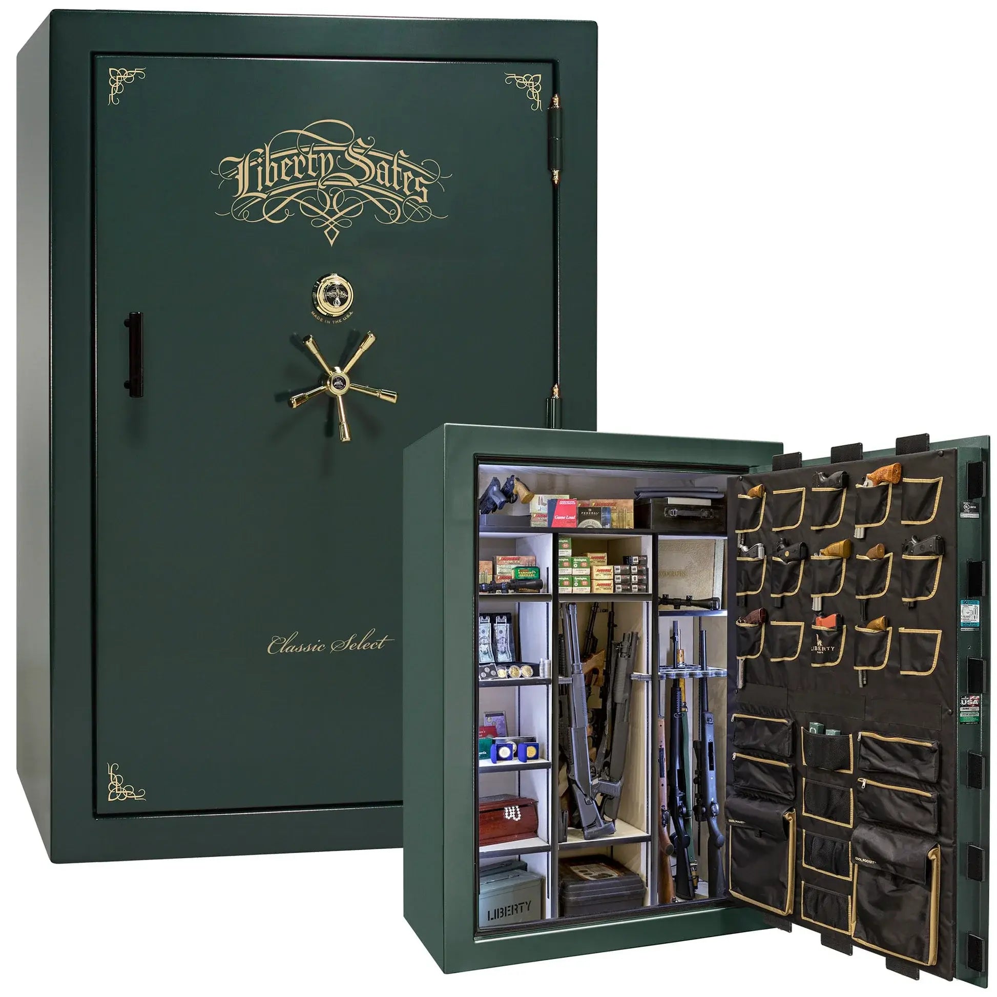 Liberty Classic Select Safe in Green Marble with Brass hardware and mechanical dial lock