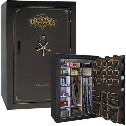 Liberty Classic Select Safe in Black Mirror Gloss with Brass hardware and Dormakaba 702D electronic lock