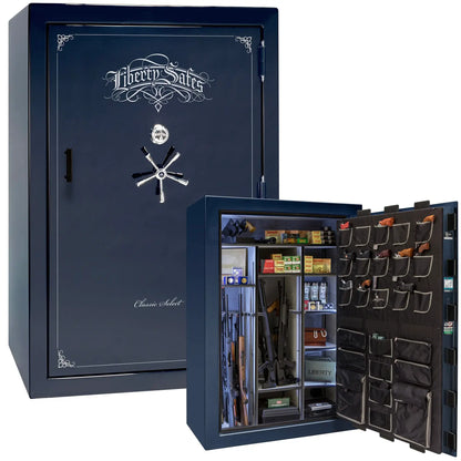 Liberty Classic Select Safe in Blue Gloss with Chrome hardware and mechanical dial lock