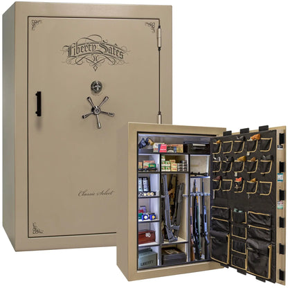 Liberty Classic Select Safe in Champagne Marble with Black Chrome hardware and mechanical dial lock