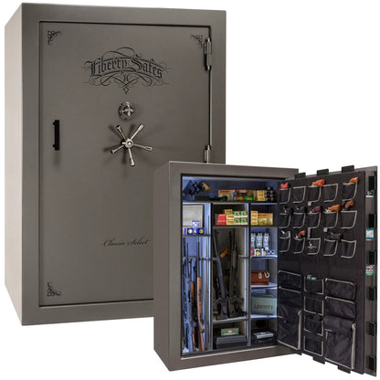 Liberty Classic Select Safe in Gray Marble with Black Chrome hardware and mechanical dial lock
