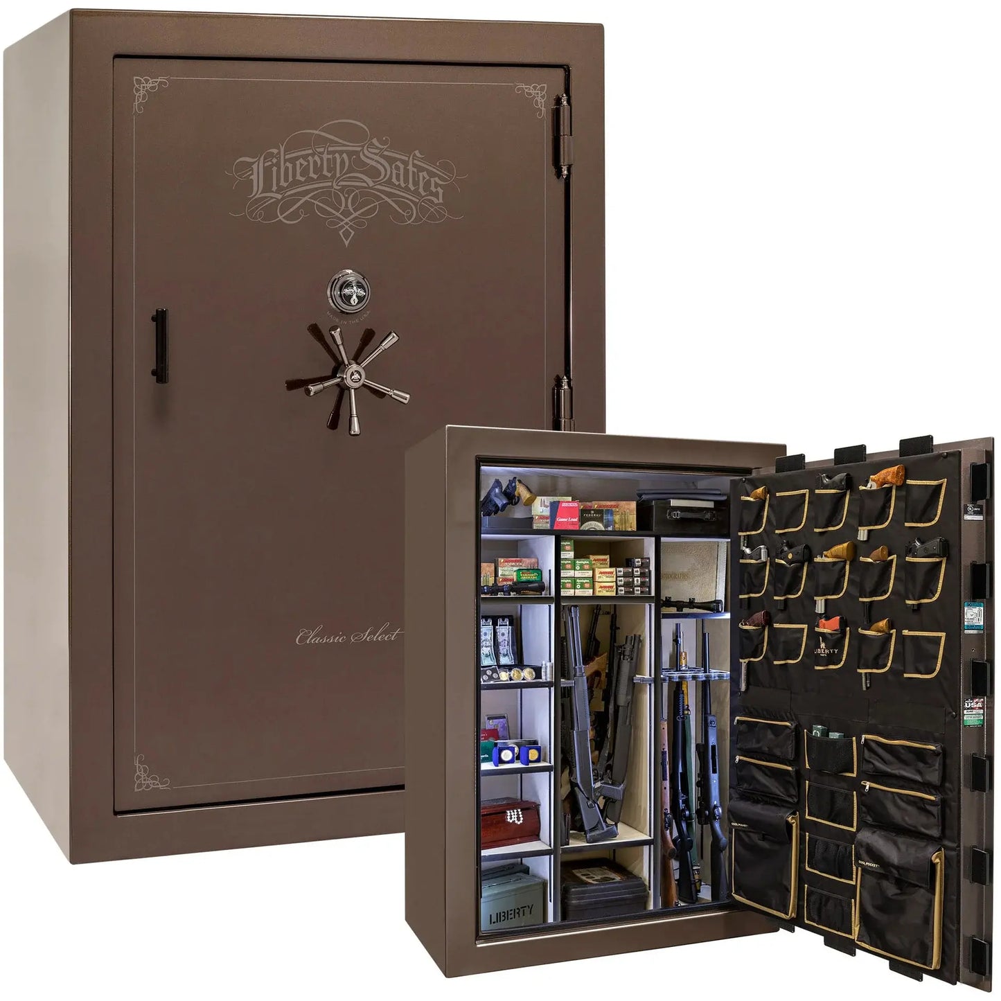 Liberty Classic Select Safe in Bronze Gloss with Black Chrome hardware and mechanical dial lock