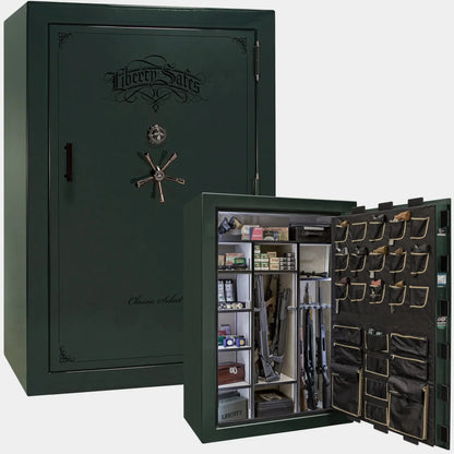 Liberty Classic Select Safe in Green Gloss with Black Chrome hardware and mechanical dial lock