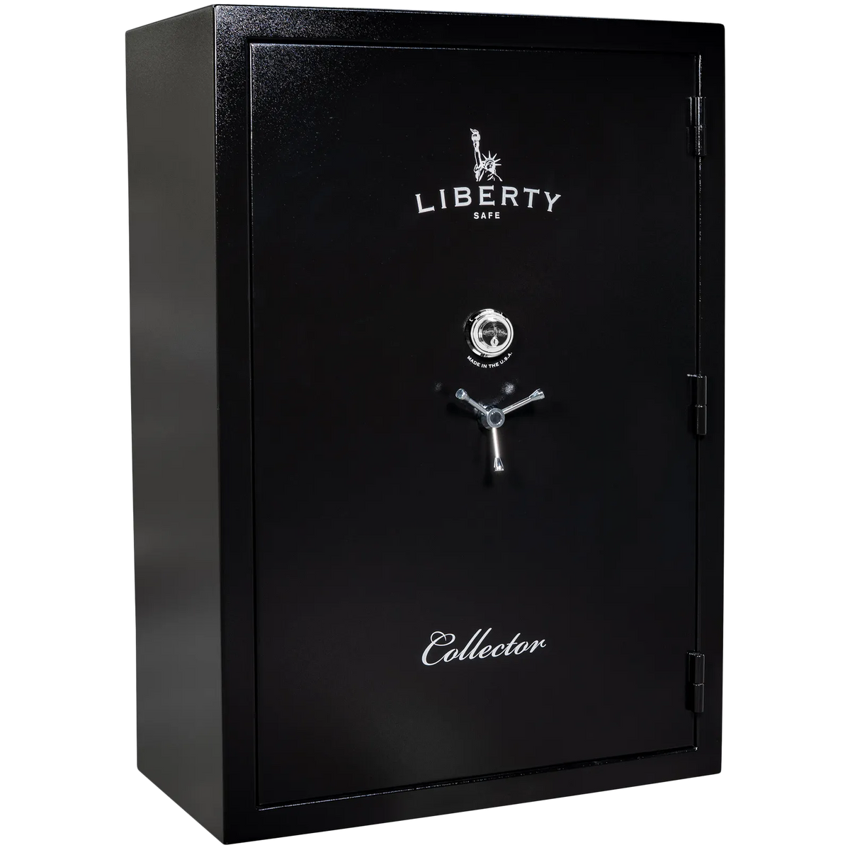 Liberty Collector T gun safe in Textured Black with Mechanical Dial Lock, exterior view.