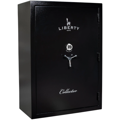 Liberty Collector T gun safe in Textured Black with Mechanical Dial Lock, exterior view.