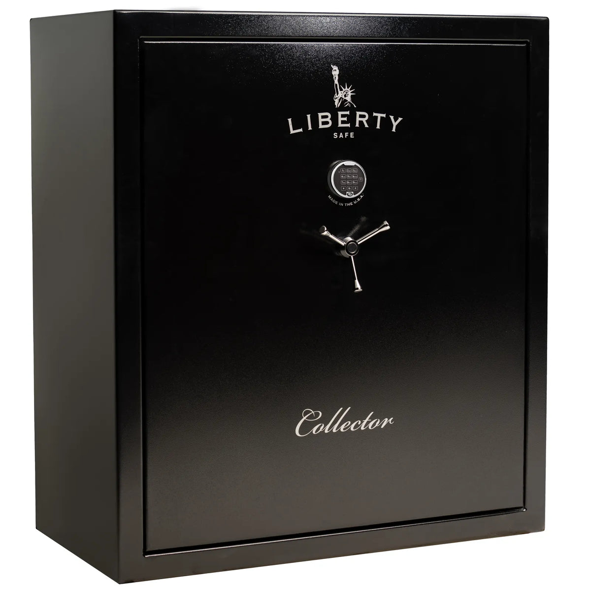 Liberty Collector gun safe in Textured Black with S&G Electronic Lock, exterior view.