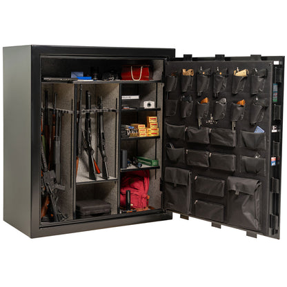 Liberty Collector gun safe in Textured Black with Mechanical Dial Lock, interior storage view.