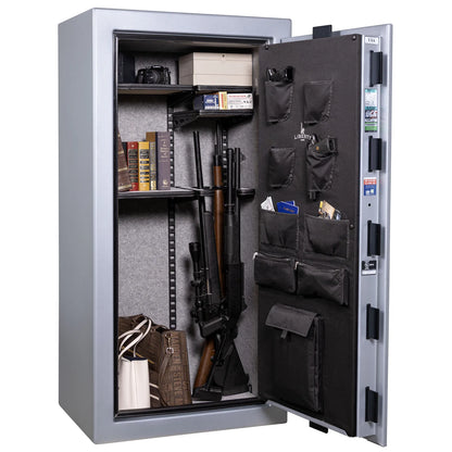 Liberty Colonial 23 gun safe in Glacial Steel, Pro Flex interior - loaded