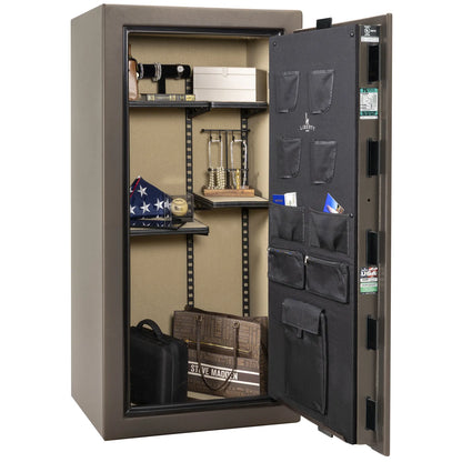 Liberty Colonial 23 gun safe in Textured Bronze, Pro Flex interior - full no guns