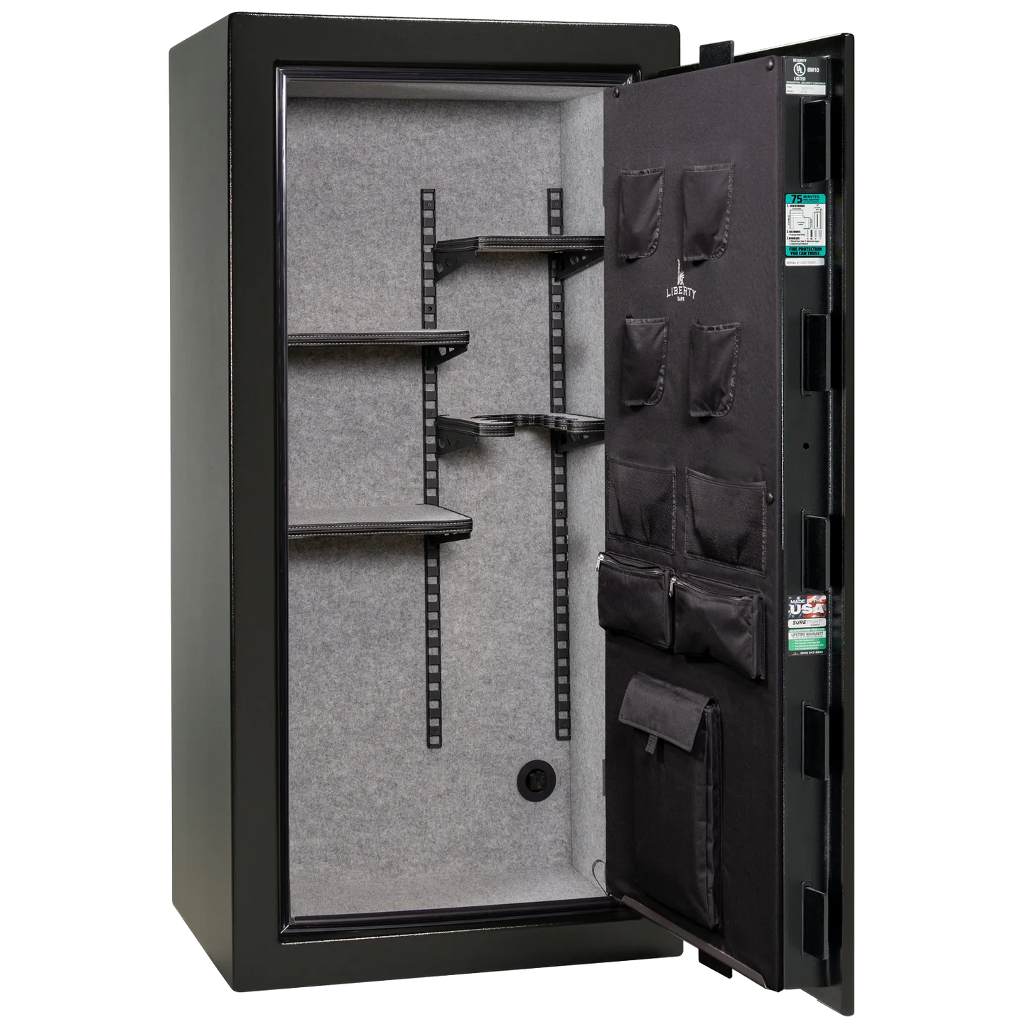 Liberty Colonial 23 gun safe in Textured Black, Pro Flex interior - empty