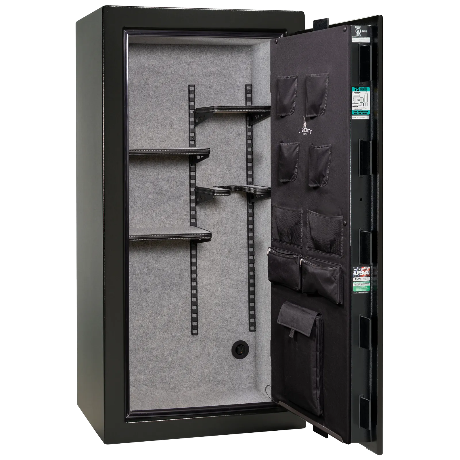Liberty Colonial 23 gun safe in Textured Black, Pro Flex interior - empty