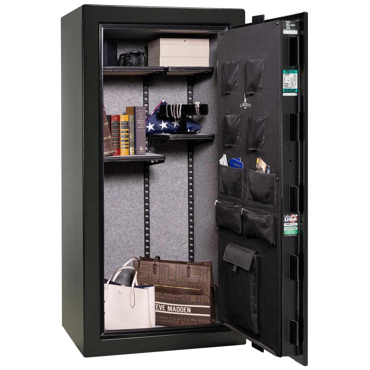 Liberty Colonial 23 gun safe in Textured Black, Pro Flex interior - full no guns