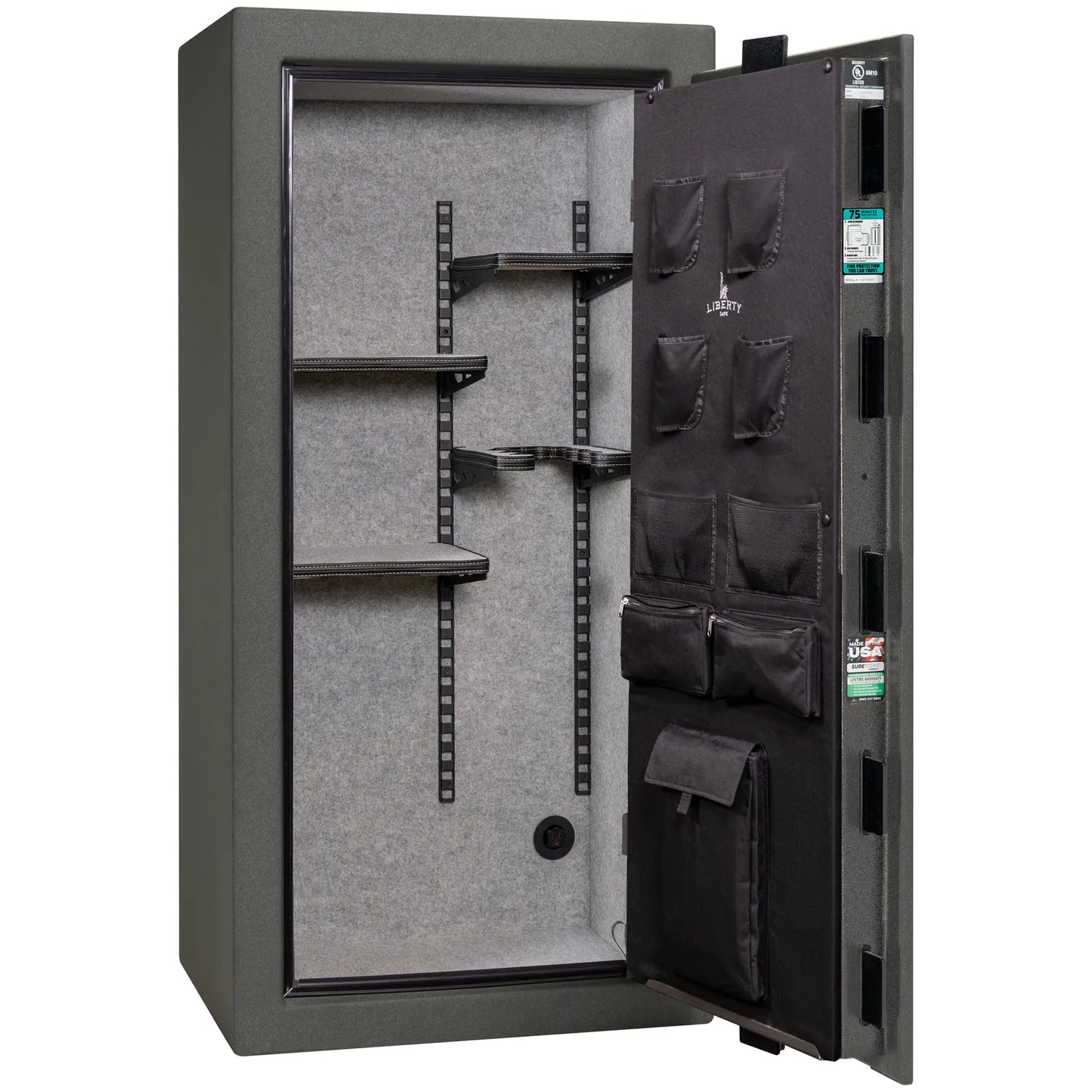 Liberty Colonial 23 gun safe in Textured Granite, Pro Flex interior - empty
