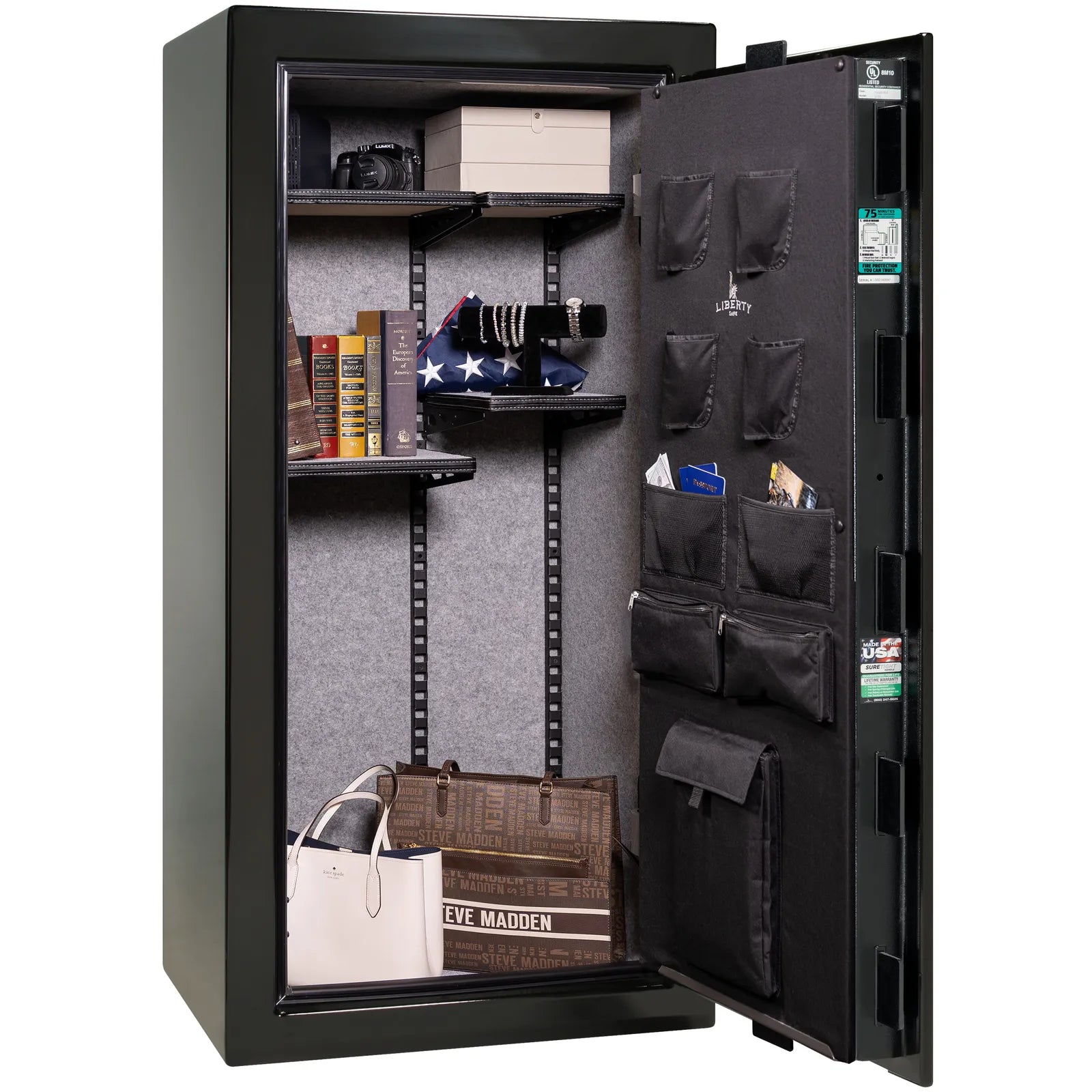 Liberty Colonial 23 gun safe in Black Gloss, Pro Flex interior - full no guns