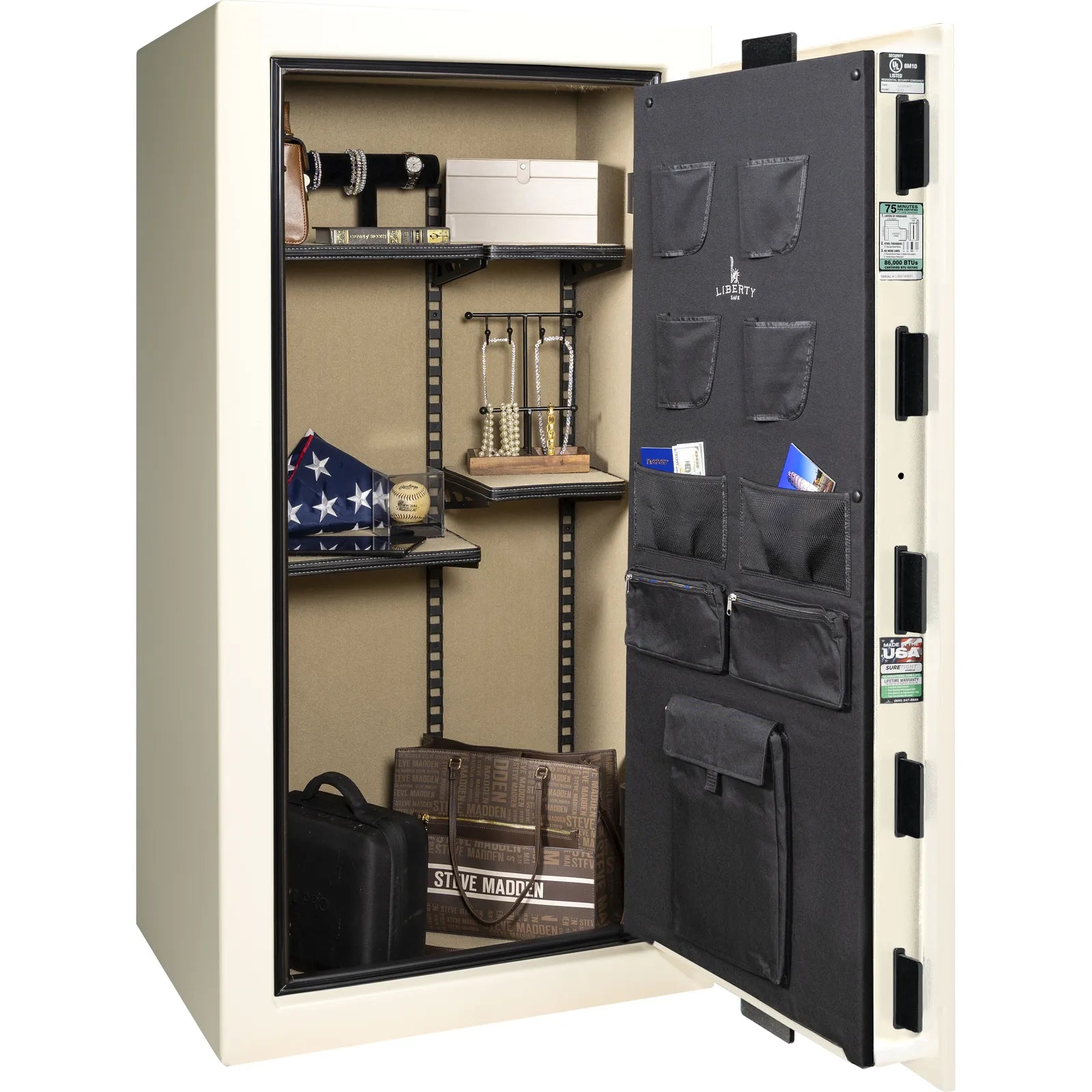 Liberty Colonial 23 gun safe in White Gloss, Pro Flex interior - full no guns