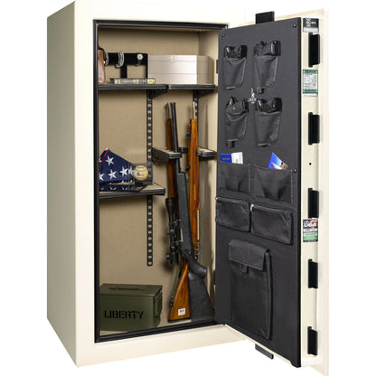 Liberty Colonial 23 gun safe in White Gloss, Pro Flex interior - loaded