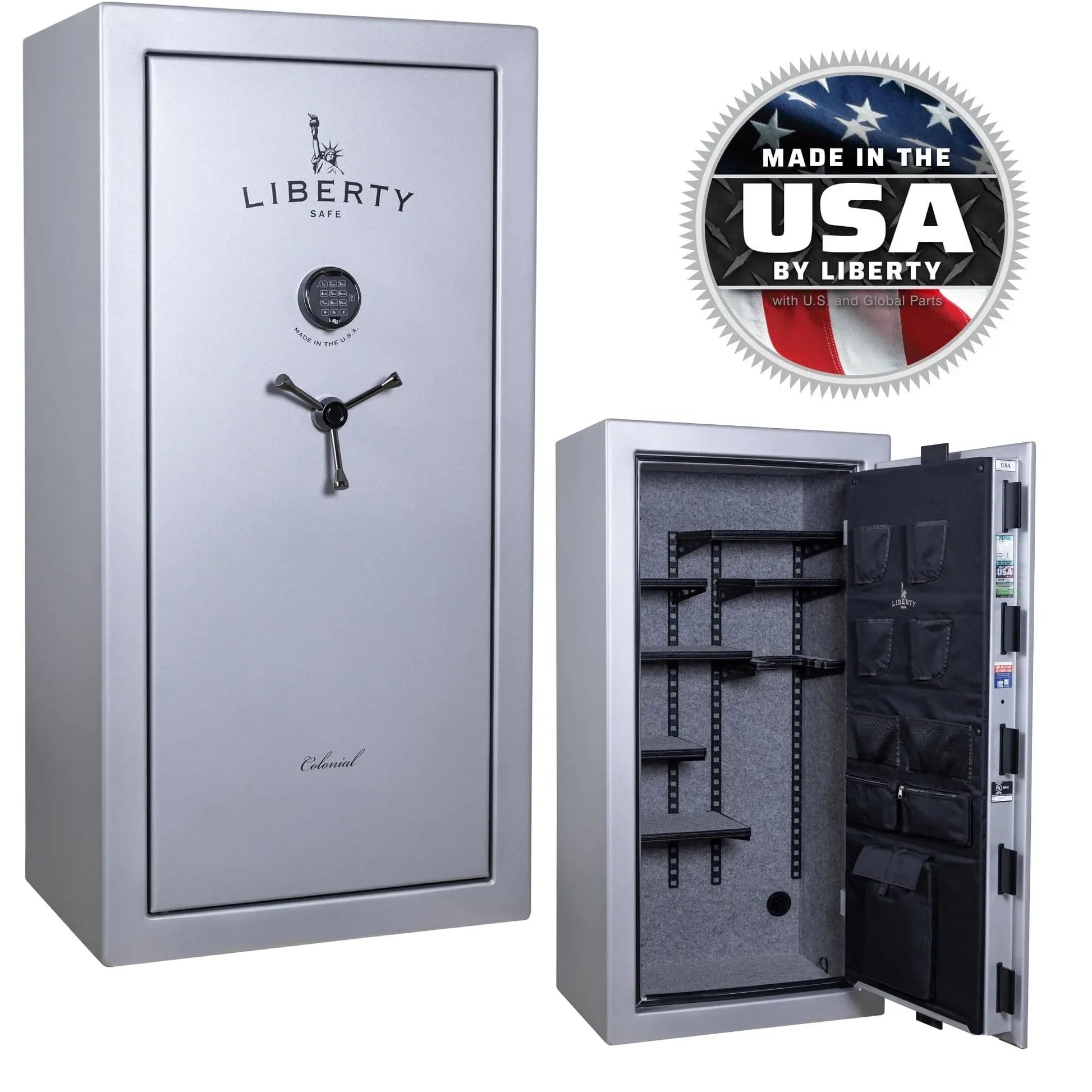 Liberty Safe Colonial 23 glacial steel stacked exterior and pro flex interior