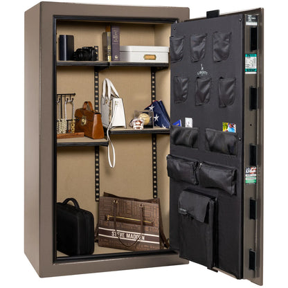 Liberty Colonial 30 gun safe in Textured Bronze, Pro Flex interior - full no guns