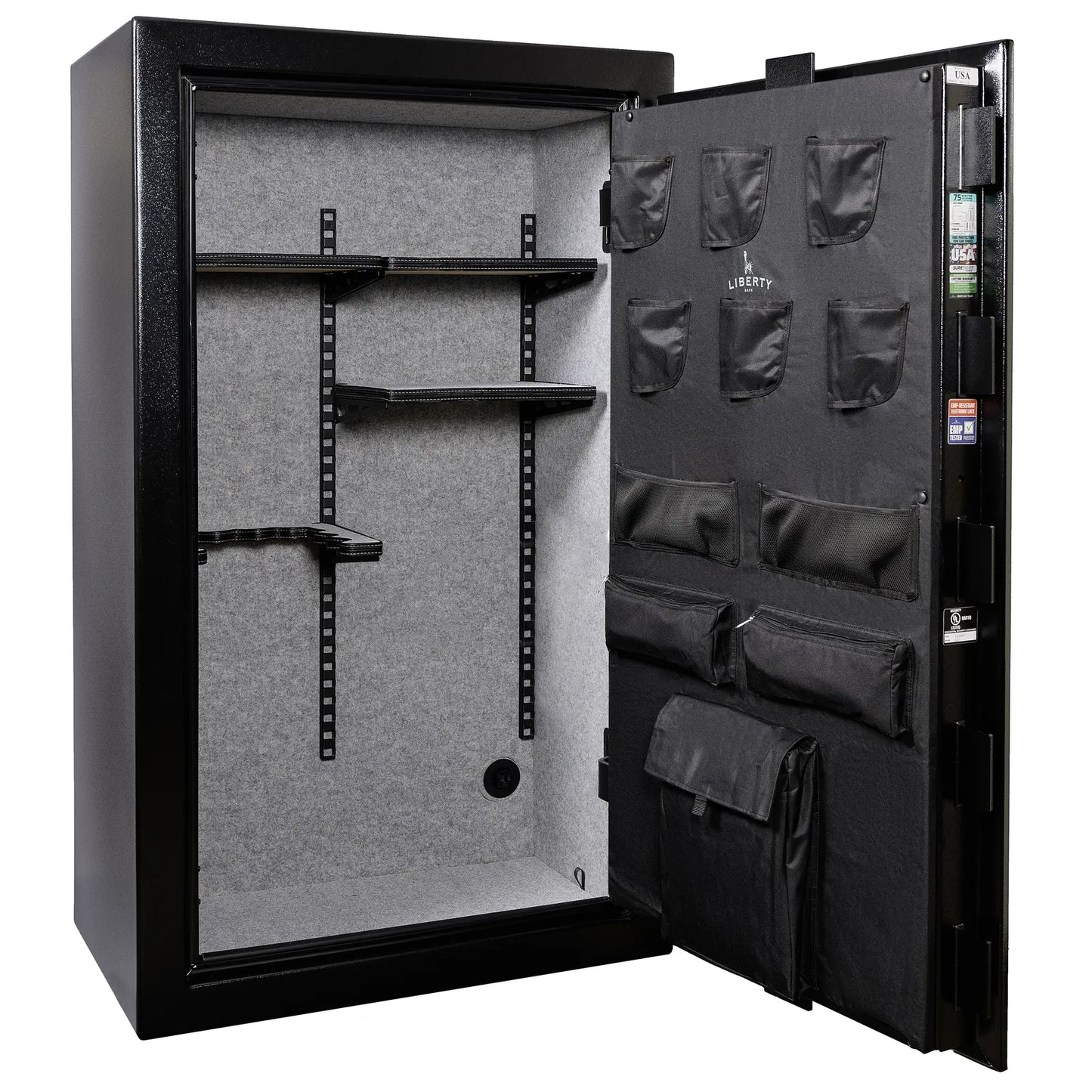 Liberty Colonial 30 gun safe in Textured Black, Pro Flex interior - empty