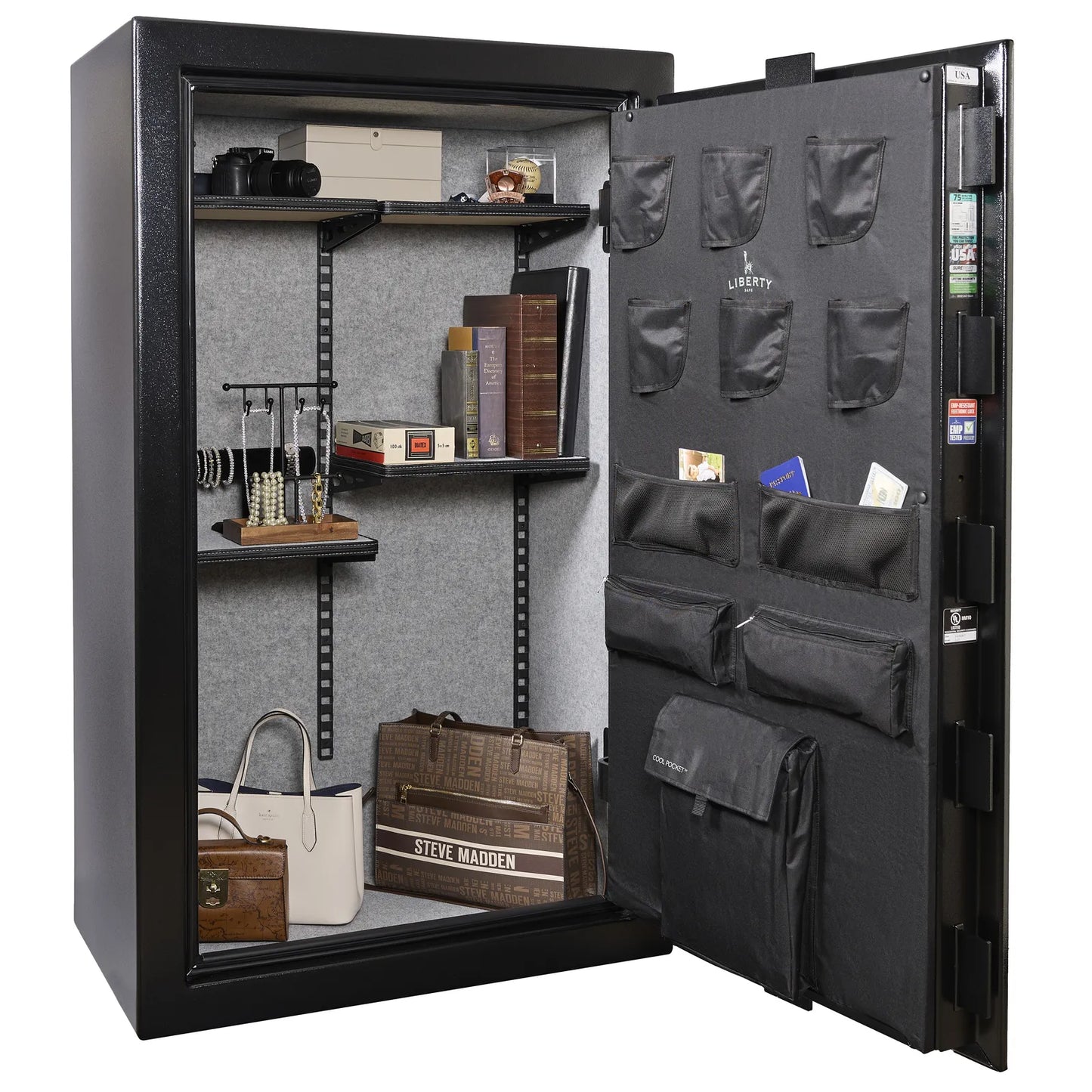 Liberty Colonial 30 gun safe in Textured Black, Pro Flex interior - full no guns