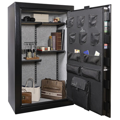 Liberty Colonial 30 gun safe in Textured Black, Pro Flex interior - full no guns