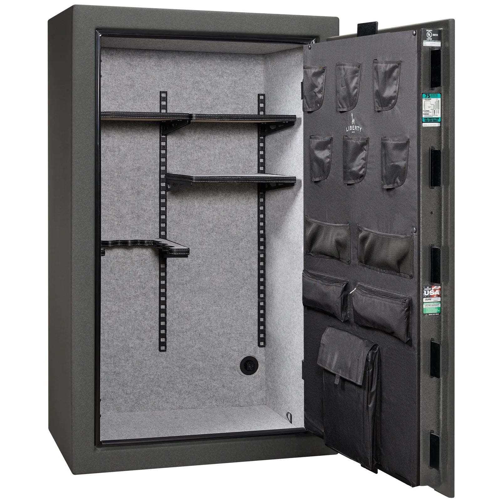 Liberty Colonial 30 gun safe in Textured Granite, Pro Flex interior - empty