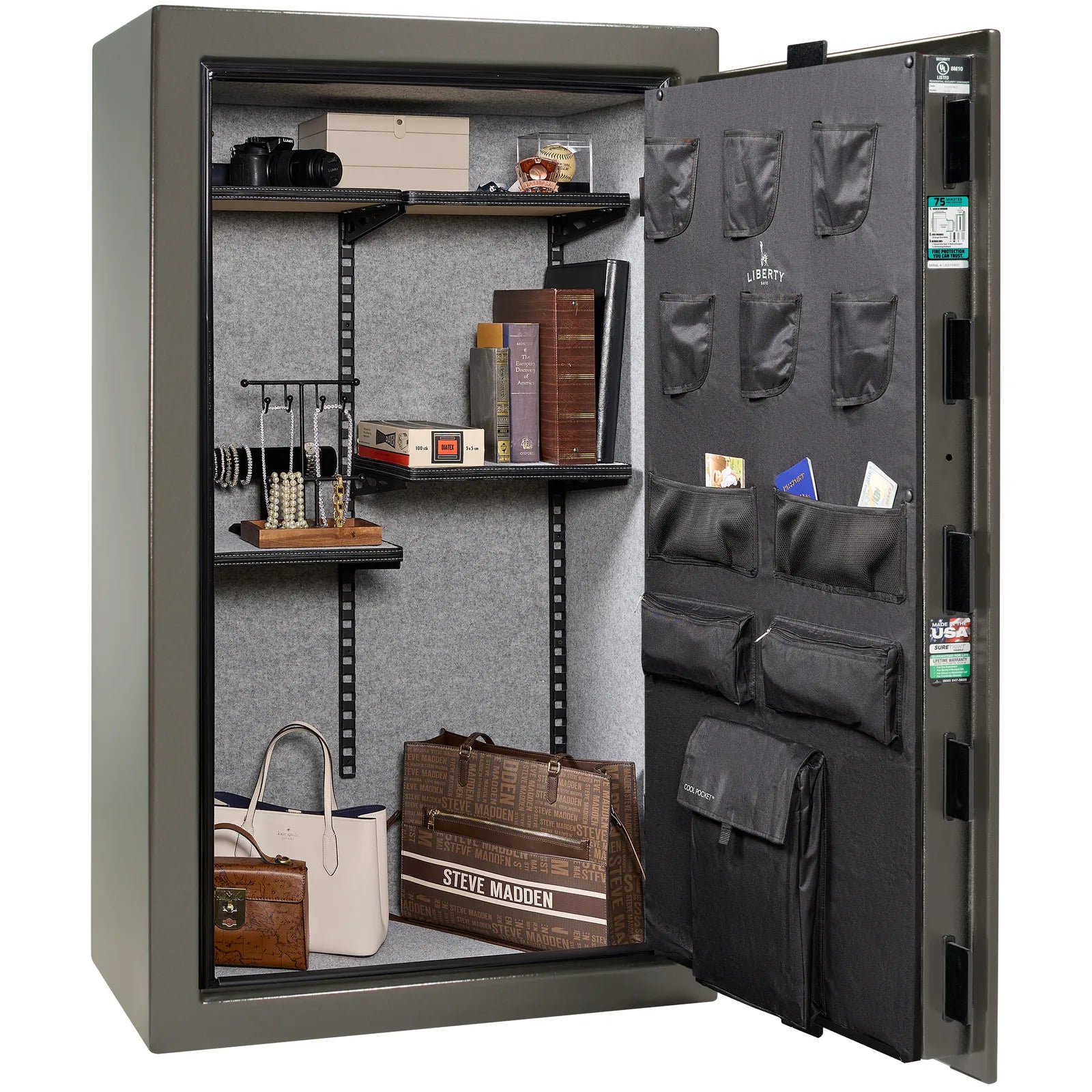 Liberty Colonial 30 gun safe in Gray Marble, Pro Flex interior - full no guns
