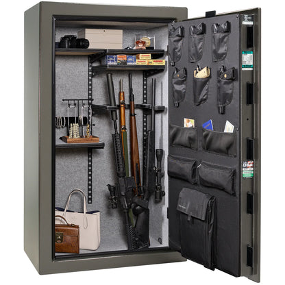 Liberty Colonial 30 gun safe in Gray Marble, Pro Flex interior - loaded