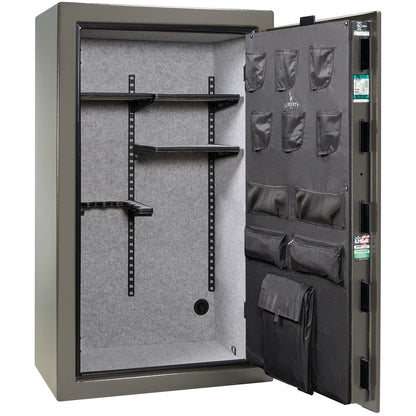 Liberty Colonial 30 gun safe in Gray Gloss, Pro Flex interior - empty