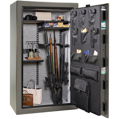 Liberty Colonial 30 gun safe in Gray Gloss, Pro Flex interior - loaded