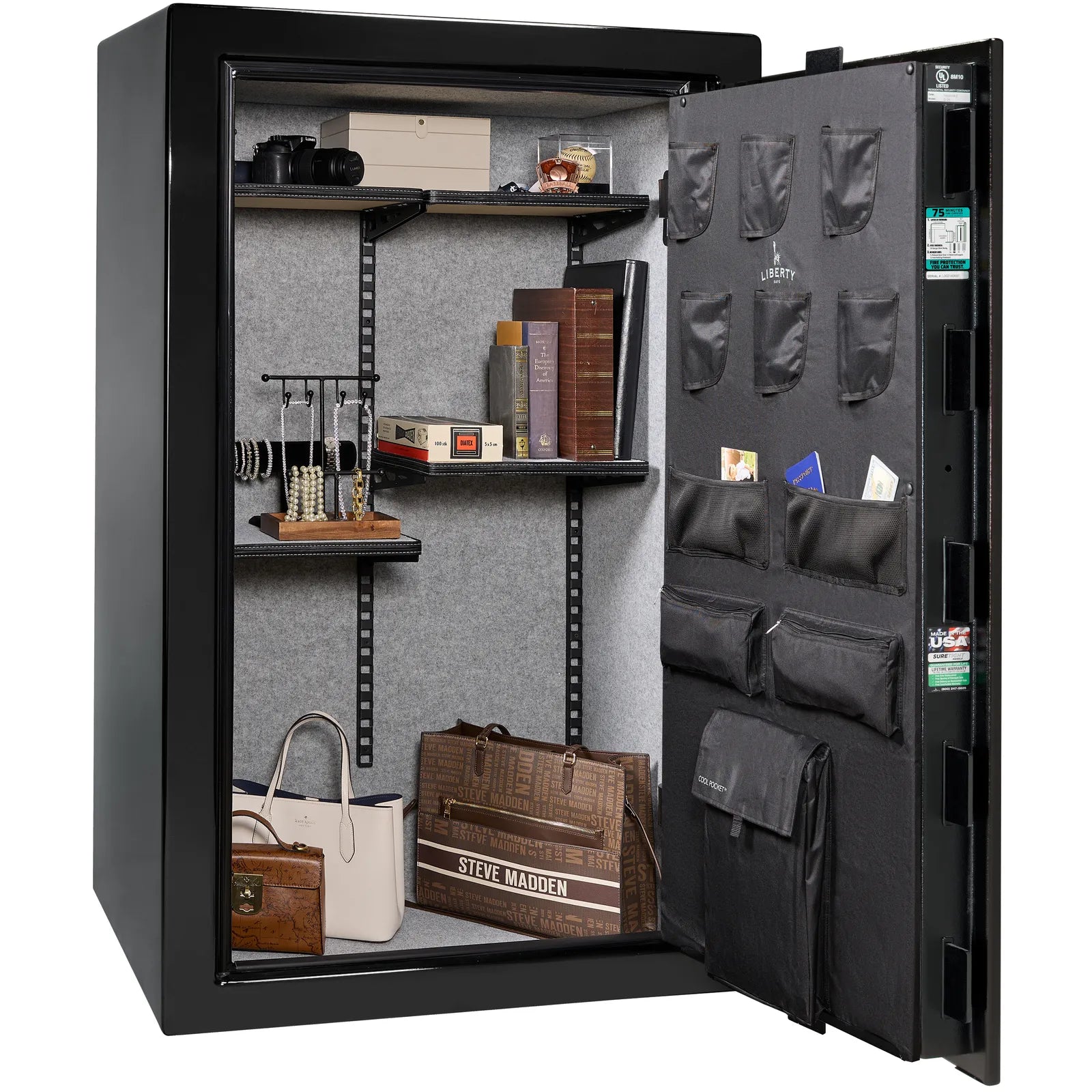 Liberty Colonial 30 gun safe in Black Gloss, Pro Flex interior - full no guns