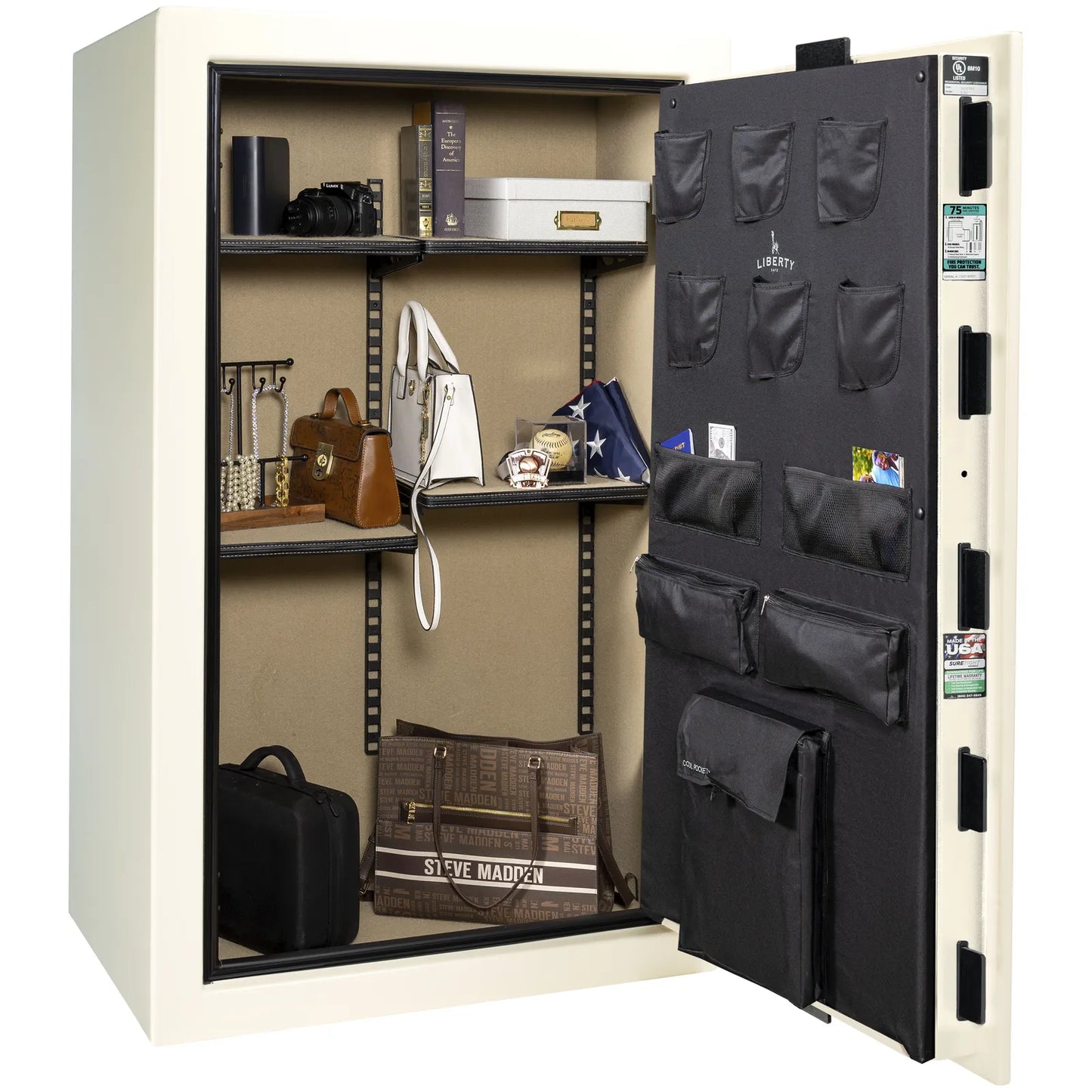 Liberty Colonial 30 gun safe in White Gloss, Pro Flex interior - full no guns