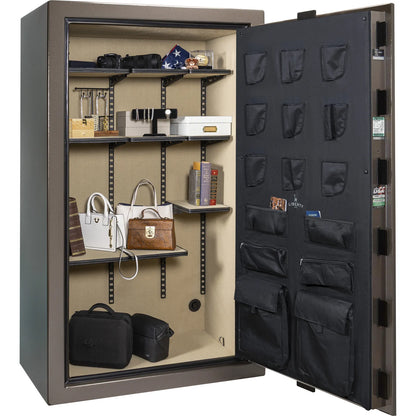 Liberty Colonial 50 gun safe in Textured Bronze, Pro Flex interior - full no guns