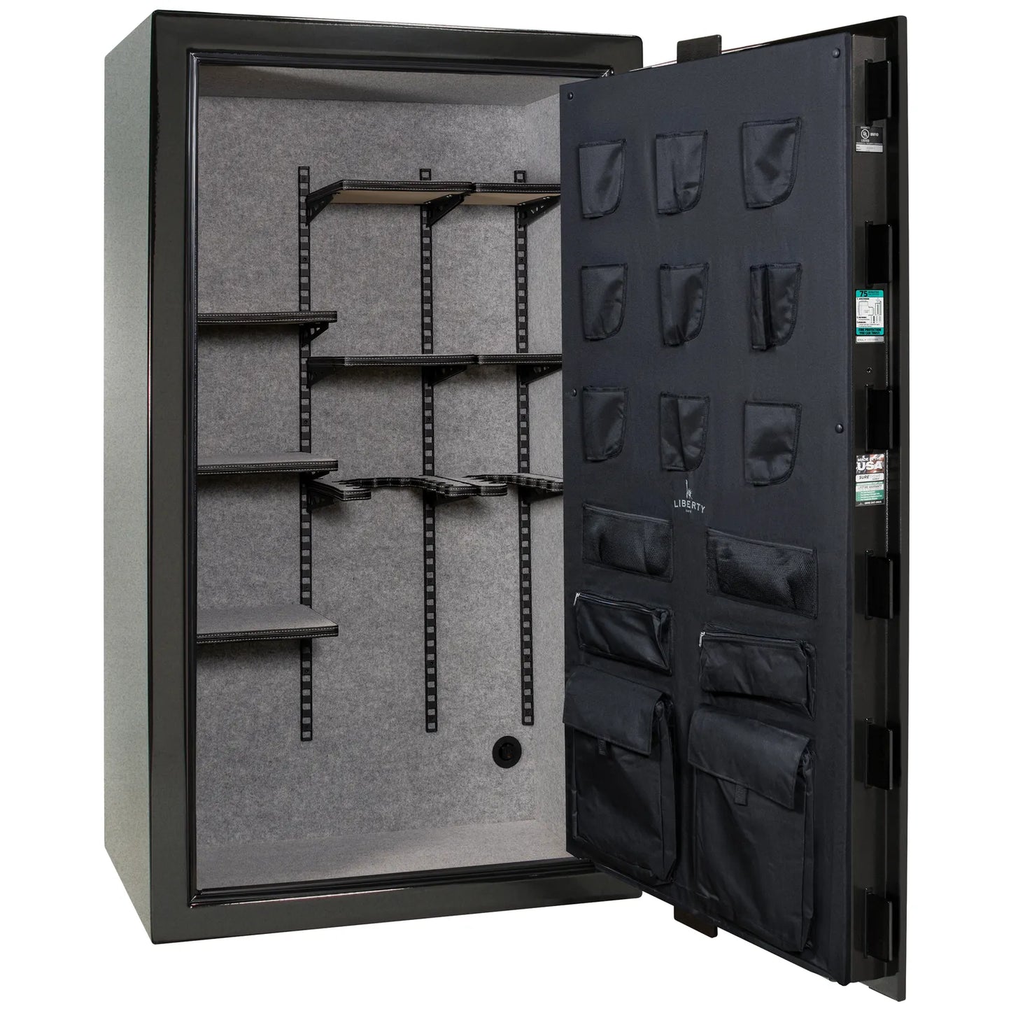 Liberty Colonial 50 gun safe in Textured Black, Pro Flex interior - empty