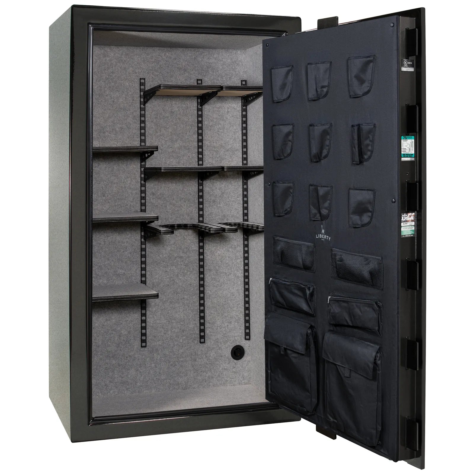 Liberty Colonial 50 gun safe in Textured Black, Pro Flex interior - empty
